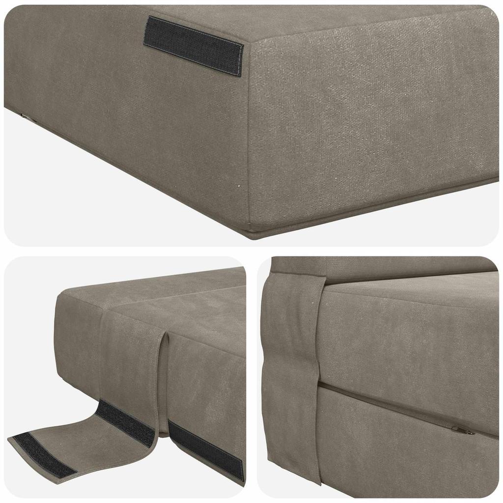 Folding Sofa Bed Light Grey 152 x 86.5 x 60 cm Fabric