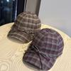 New Autumn and Winter All Match Striped Plaid Soft Top Woolen Baseball Hat for Women Cute Bow Tie Rope Peaked Hat Trendy