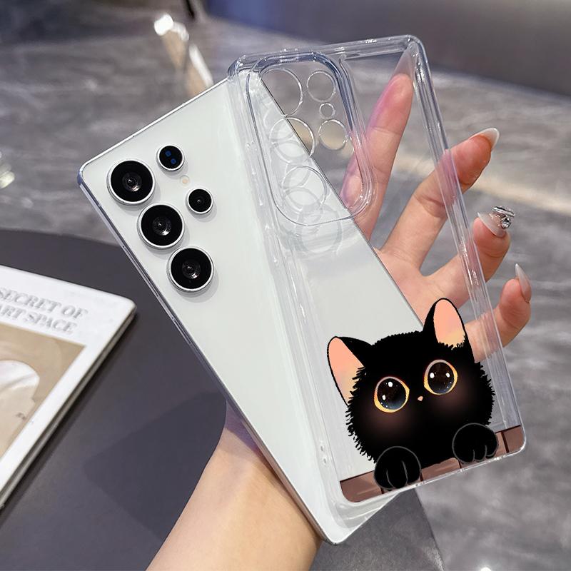 Cartoon problem cat Phone Case for Samsung A22 A23 A24 25 26 A31 32 33 34 35 50 51 52 53 54 55 71 72 73 Transparent Soft Covers