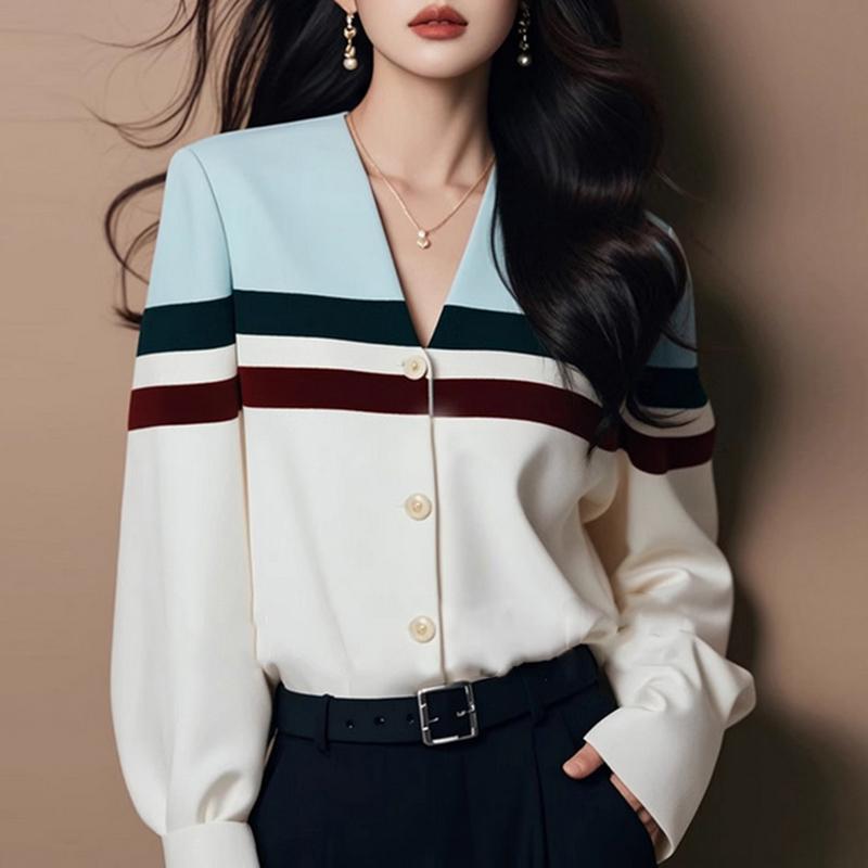 

ZANZEA Женская повседневная блузка свободного кроя с V-образным вырезом и длинным рукавом XL