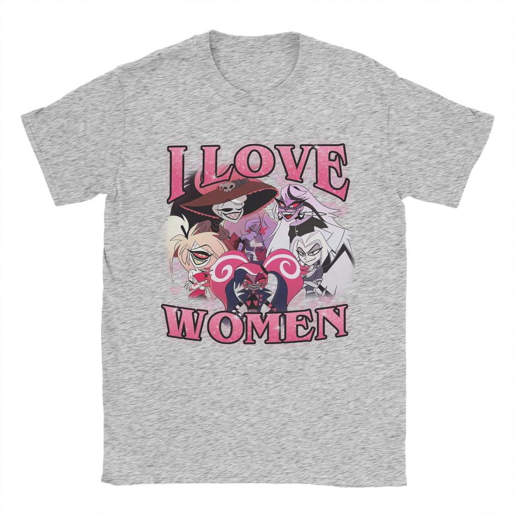 Hazbined Hoteled I love women T Shirt for Men 100% Cotton for Male T-Shirts Round Collar Tees Short Sleeve Tops Plus Size