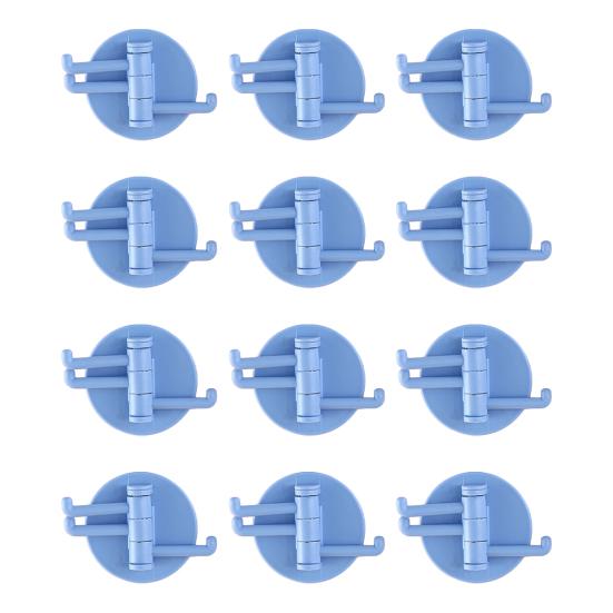 12PCS Wall Hooks, with 3-Branch Rotating Design, Self-Adhesive Waterproof Organizer, Strong Load-Bearing Hooks for Bathroom Kitchen