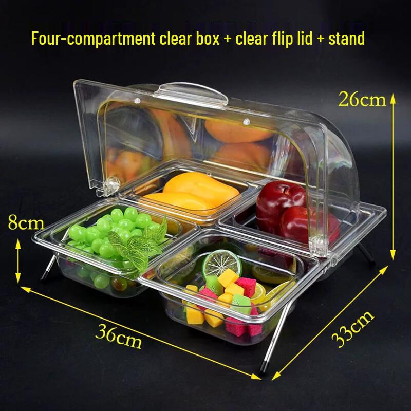 Acrylic Multi-Compartment Food Display Tray with Lid