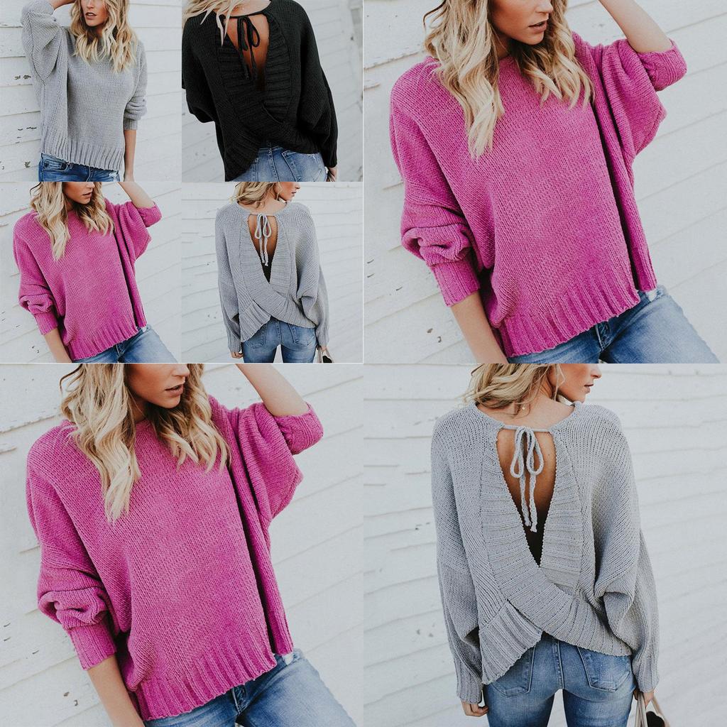 Premium Quality Fashion Back Cross Strap Sweater With Timeless Round Neck Design