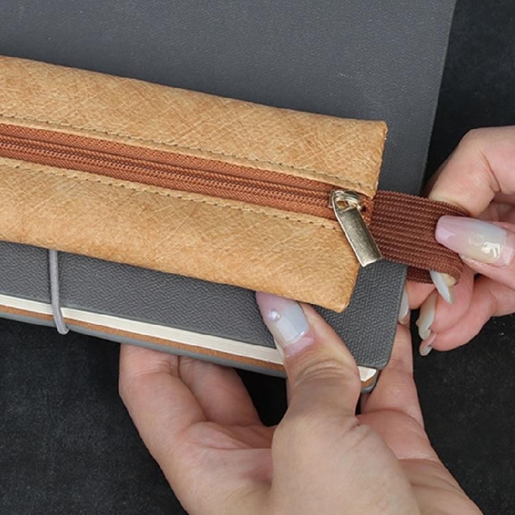 4 Pcs PU Leather Pencil Case for Notebook Binders Planners Books Elastic Pen Bag Journal Pencil Holders