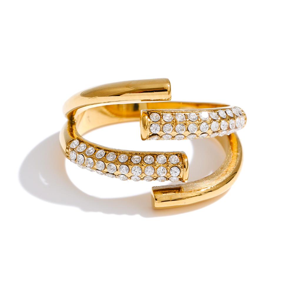 

Yhpup Stainless Steel Adjustable Zirconia Layered Ring for Women New Arrival Delicate Popular Fashion Modern Jewelry Recommend resizable