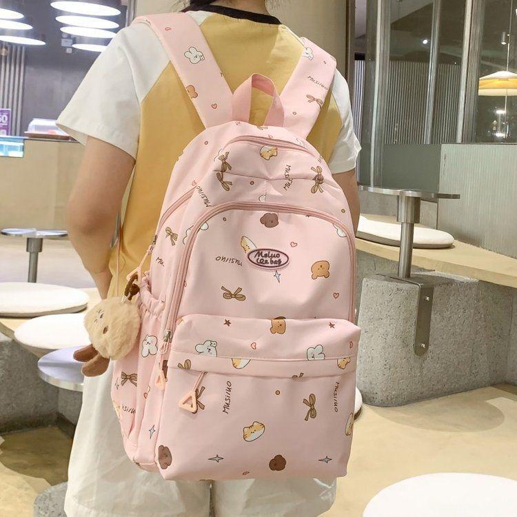 Cute Japanese Schoolbag for College or Middle School Students - Large Capacity Sweet Girl Backpack with Shoulder Strap and Niche Design