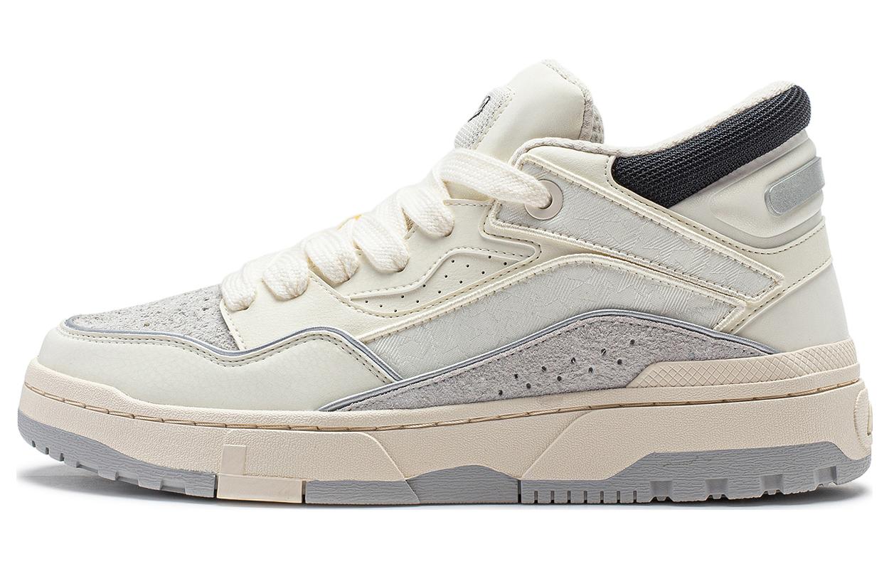 Li Ning Wave Mid Slip Resistant Abrasion Resistant Mid top Casual Shoes Men s White Gray AGCT497-2 43