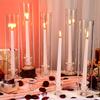 1 Set Glass Housewarming Hurricane Candle Holders Christmas Clear Elegant Windproof Table Centerpiece Decorations