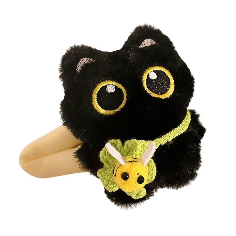 

Lovely Soft Plush Barrette Big Eyed Cats Hair Clip Gentle On For Children Youth Women Daily Wear Fashion Accessories