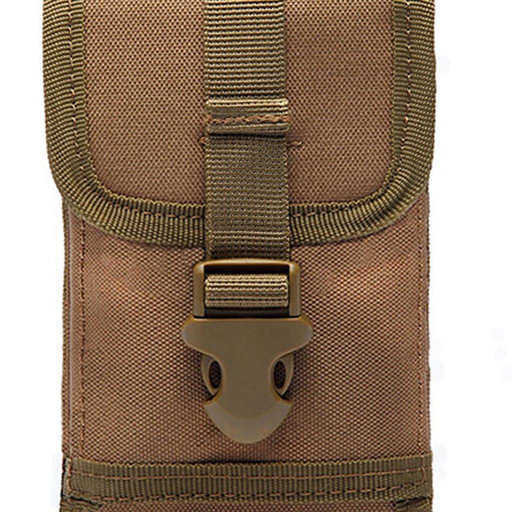Military Mobile Phone Bag Leisure Nylon Waterproof Multifunction Phone Waist Pack for Outdoor Sports Khaki