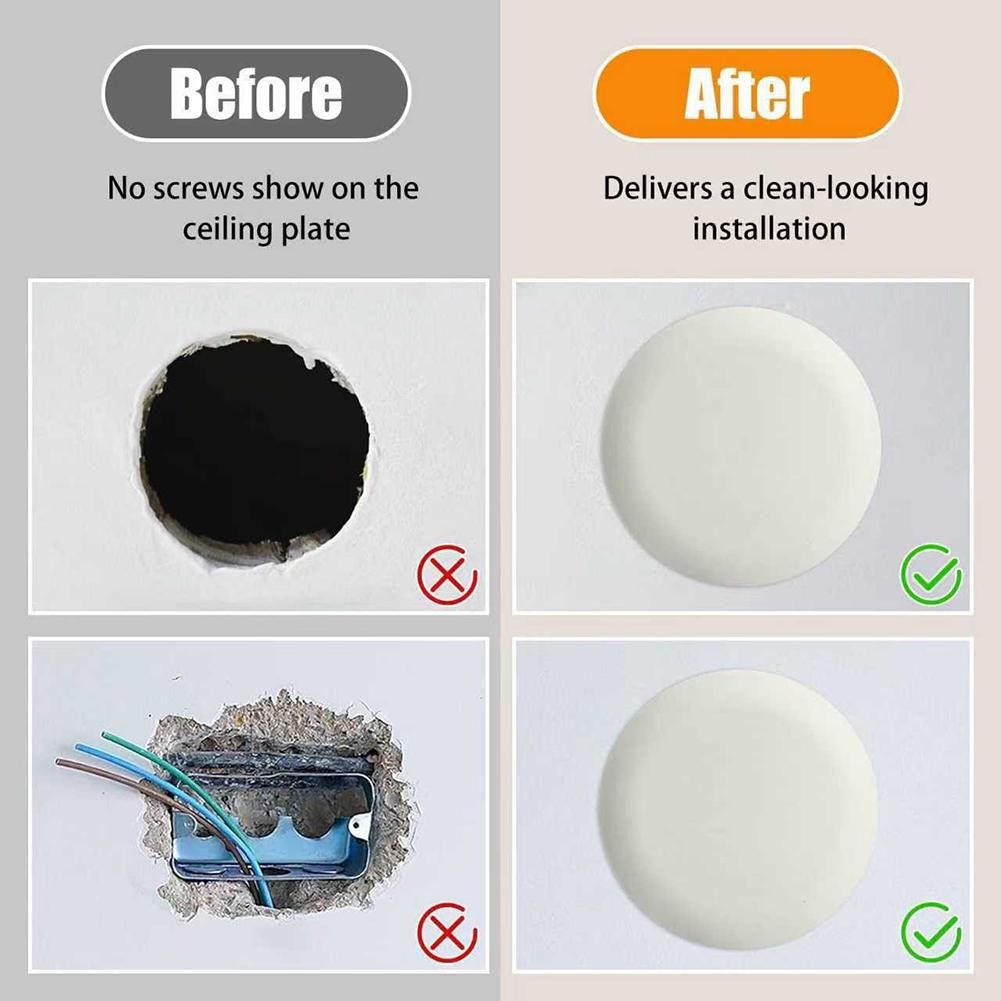 2 Pack White Paintable Ceiling Hole Cover For 3.5-5 Inch Openings Round Electrical Box Plate For Light Fixture And Fan Mount