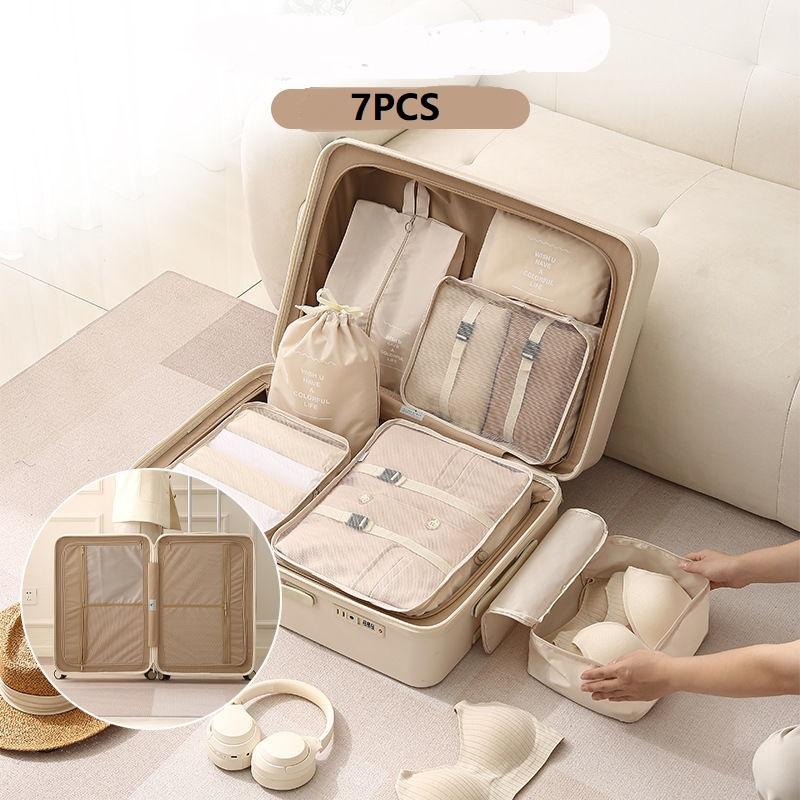 7-Piece Travel Storage Bag Set Large Capacity Multi-Purpose Bags for Clothing Washing Grooming - Organized Travel Essentials