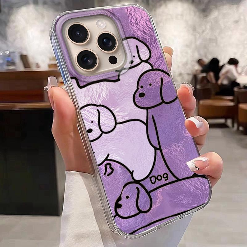 Couple Funny Dog Line Phone Case For Apple iphone 16 15 14 13 Pro Max 16e 16plus 12 7 8 Plus XR Shockproof Silicone Funda Cover