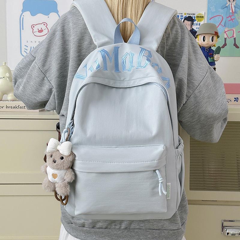 Schoolbag new Japanese ins style female student embroidered schoolbag simple large capacity lightweight backpack campus commuter backpack