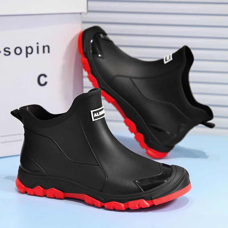 Men'S Ankle Rain Boots Outdoor Waterproof Men Rain Shoes Anti-Slip Wear-Resistant Men Kitchen Water Shoes Fishing Rubber Shoes