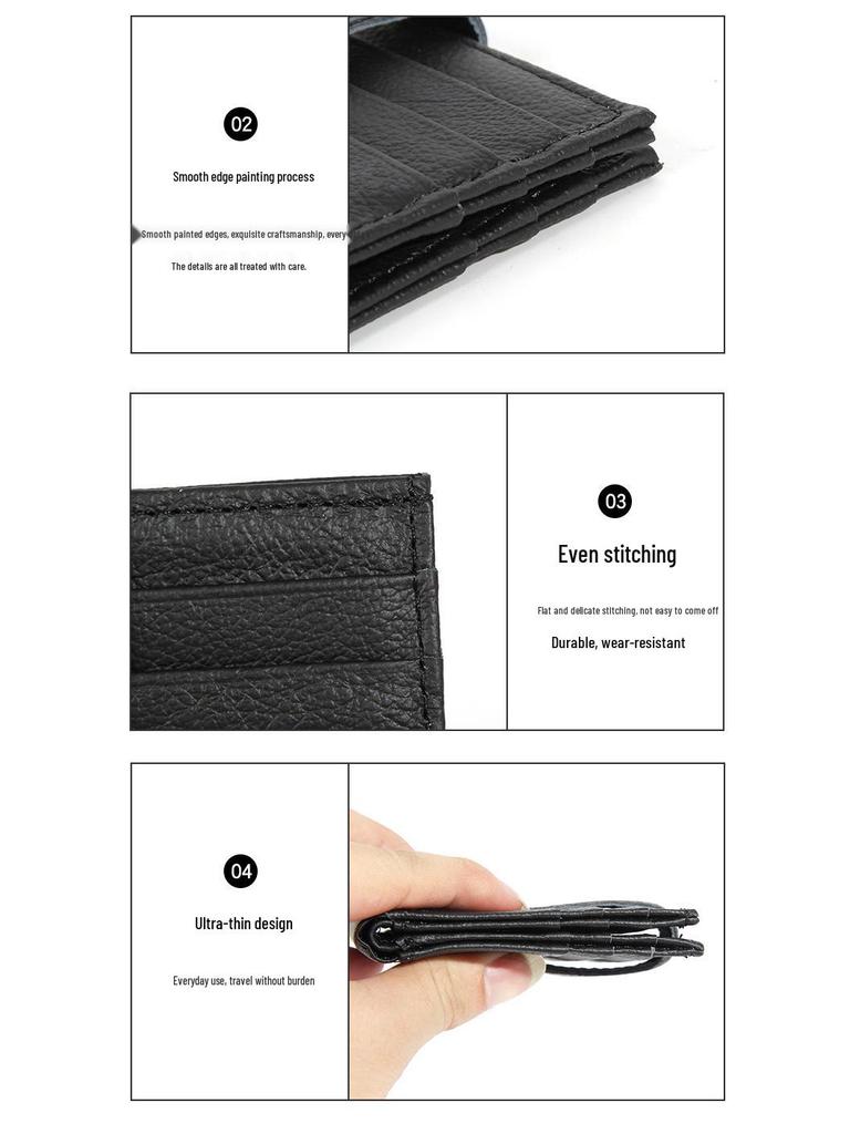 Damen Geldbörse aus echtem Leder, Bifold - Koreanischer Stil, Weiches Rindsleder, Mehrere Kartenfächer