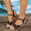 Sandalen Mädchen 2025 neu Sommer vielseitig Feenstil flache Schuhe Keilabsatz Damenmode Schuhe für Frauen mittleren Alters vielseitiger Trend