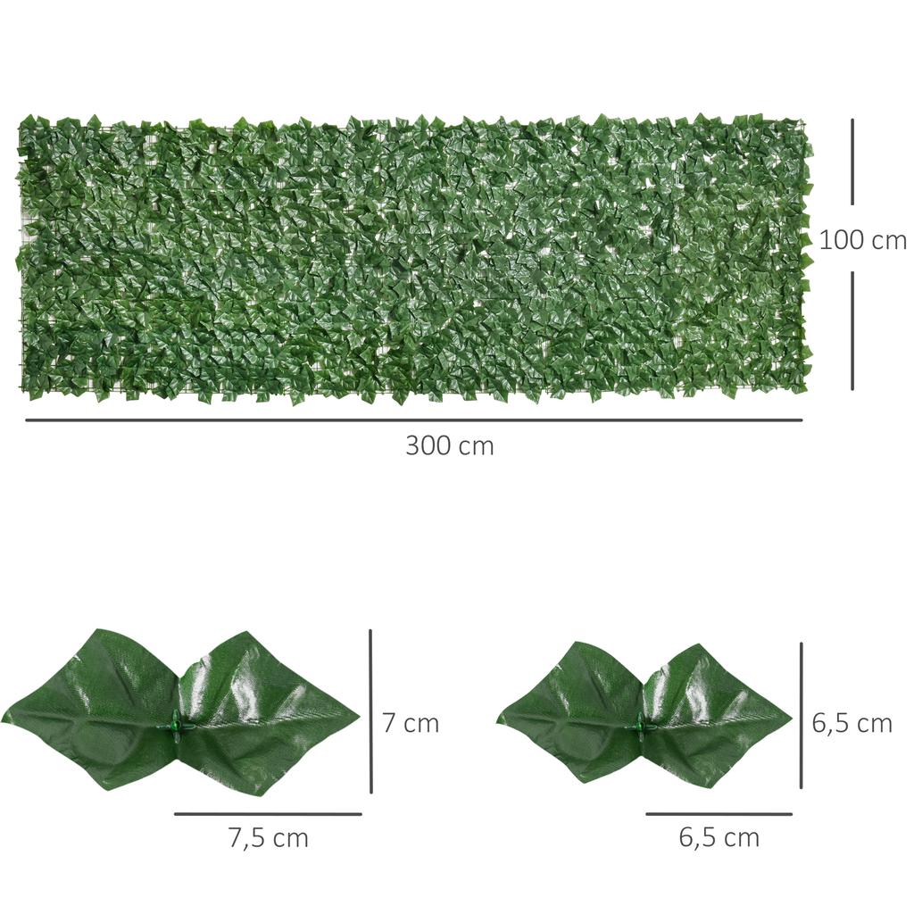 Set of Two 300 Cm Artificial Leaf Hedges