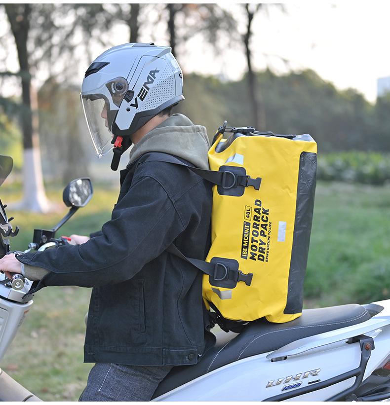 ISE MOUNT Waterproof Motorcycle Rear Seat Bag - Large Capacity, Convertible Backpack/Shoulder Bag for Outdoor Travel and Cycling.