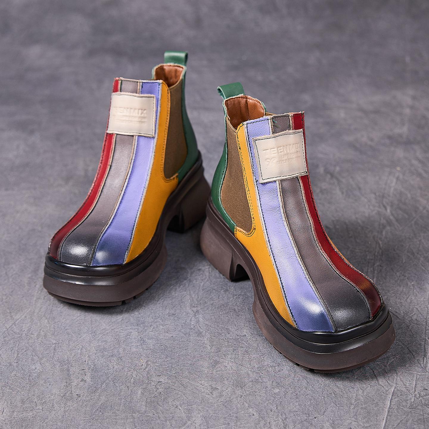 

Модные GKTINOO Осенне-зимние Ретро Женские Ботильоны из Натуральной Кожи на Квадратном Каблуке, Обувь на Толстой Подошве, Повседневные Женские Ботинки на Платформе 35