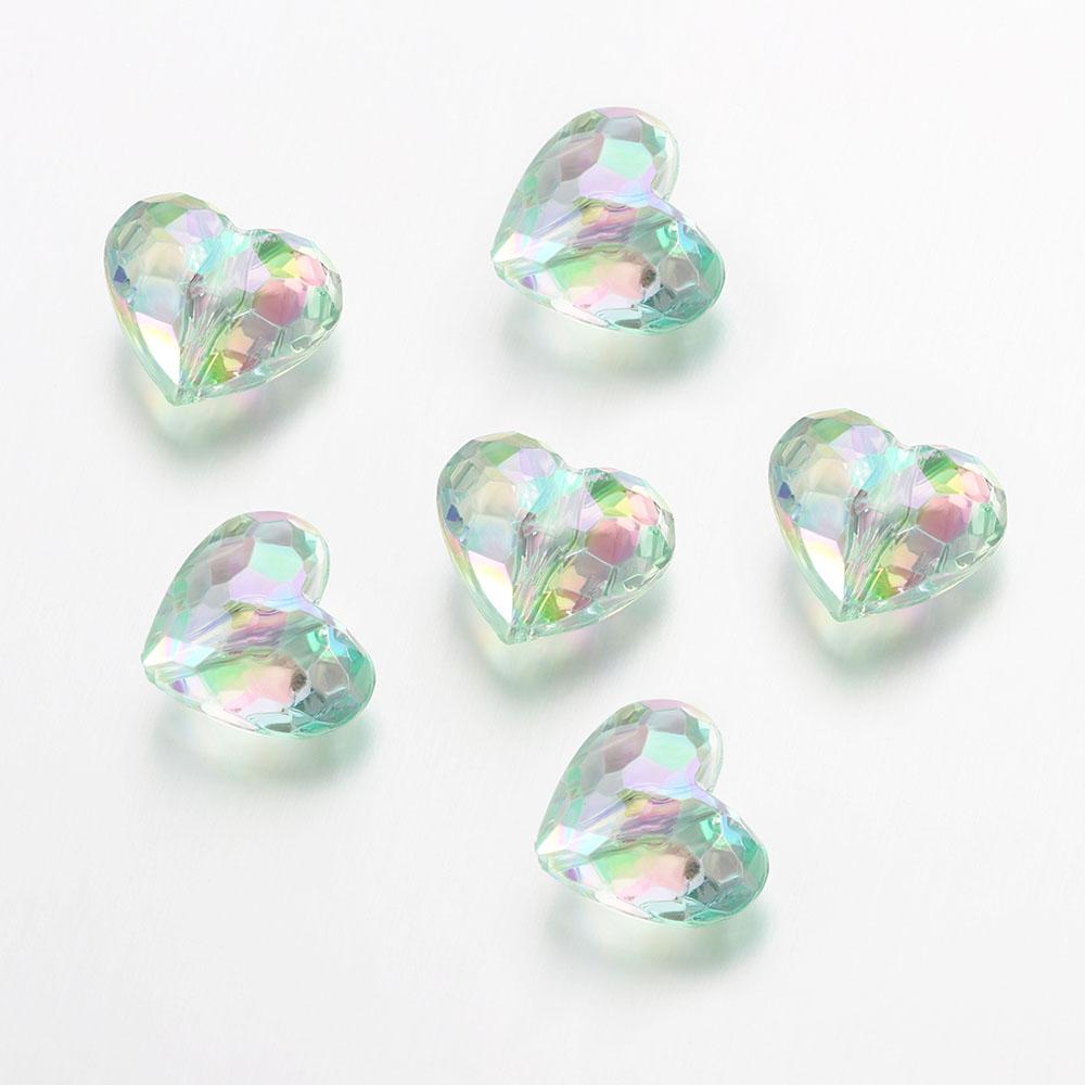 20pcs Acrylic Love Heart Beads Mixed Color Crystal Loose Spacer Beads for Jewelry Making Necklace Bracelet Handmade Accessories