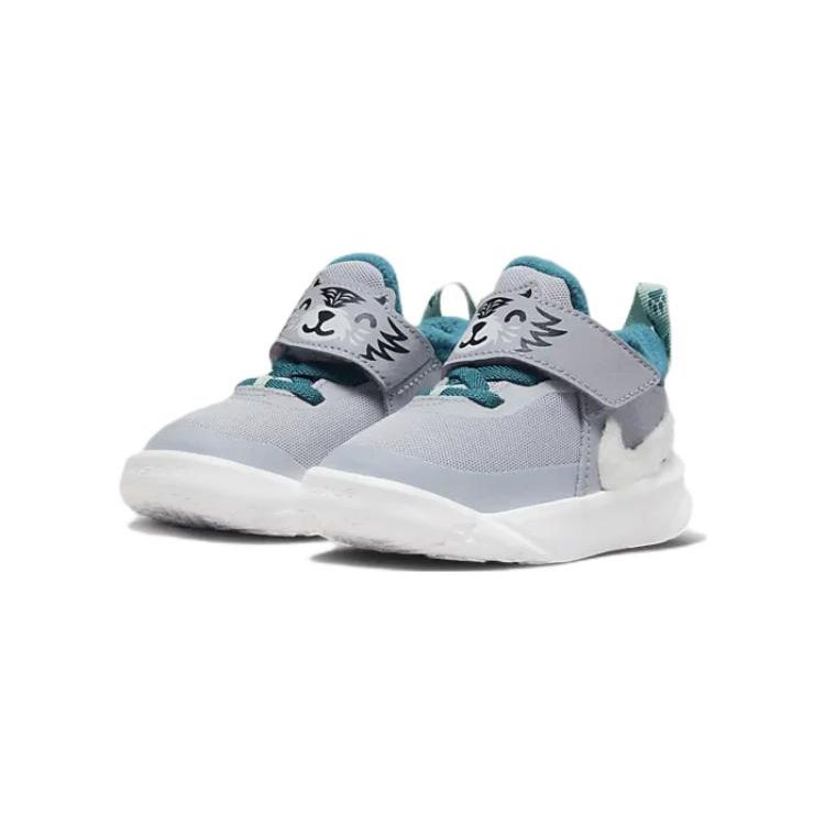 Nike Team Hustle D10 Lil TD Pawprints Baby Sneakers Grey Wolf-Grey Bright-Spruce DQ8374-001