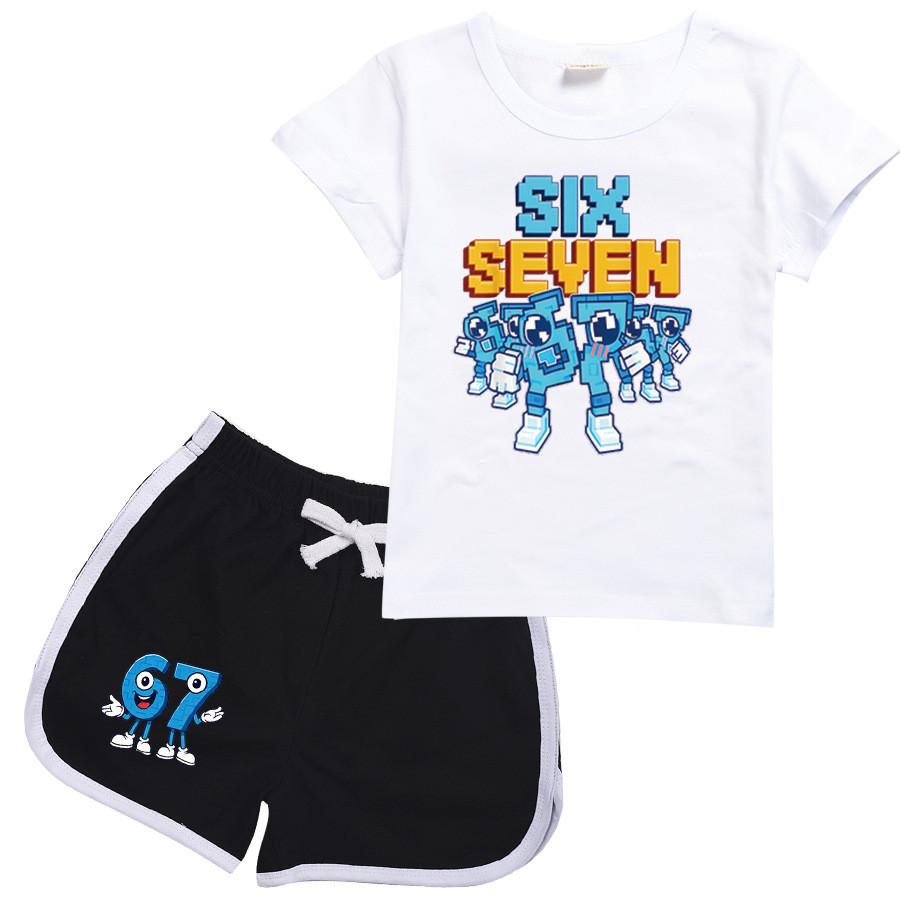 9193 Kids Steal a Brainrot 67 Top Shorts Sport Tracksuit Set