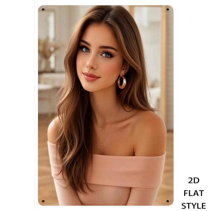 Винтажное металлическое настенное искусство Ретро-портрет женщины Нордическая железная живопись Домашний декор белый