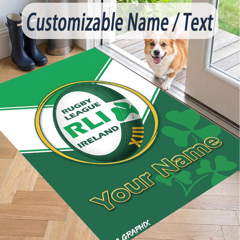 Custom Text Printed Rug Ireland Rugby Non Slip Floor Carpet For Home Room Decor