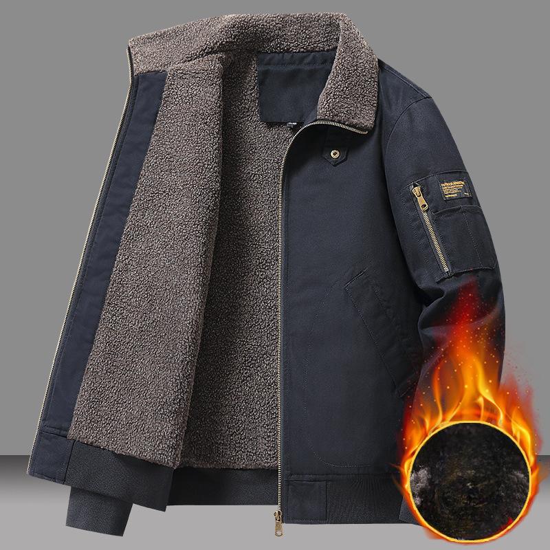 Autumn and Winter Thickened Warm Windbreaker Men's Pilot Jacket Wool Jacket Men's Autumn Winter Thick Warm Bomber Jacket Coats