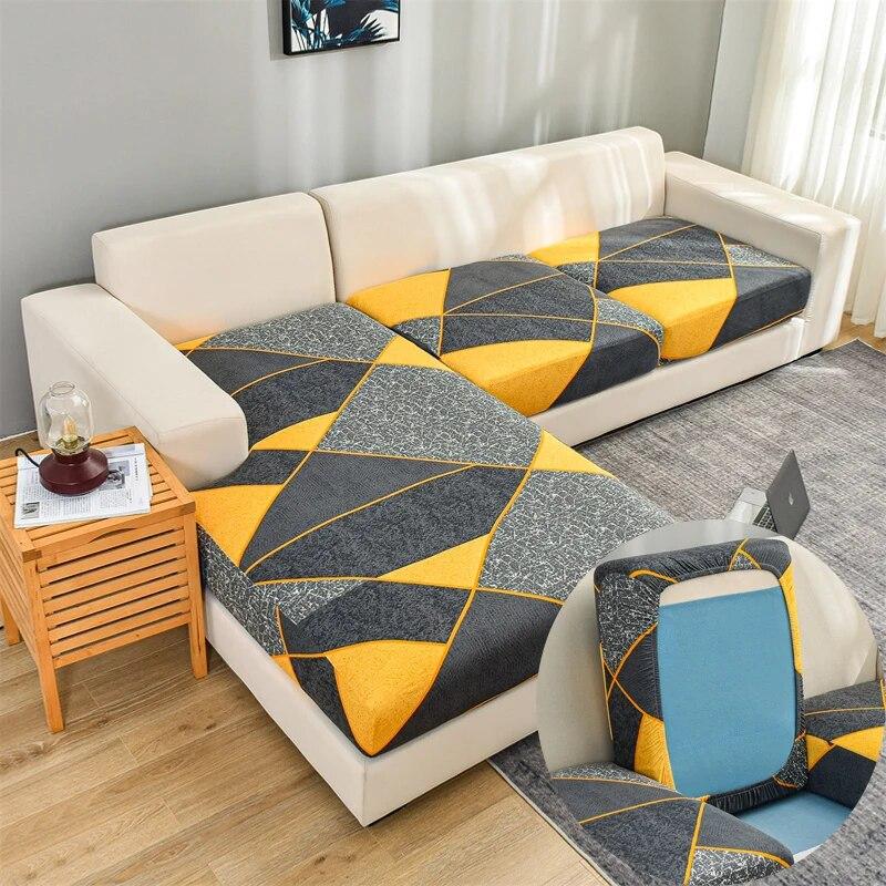 1Pc Geometric Printed Elastic Sofa Seat Cover Sofa Slipcovers  Soft Stretch Protector For Pets Shaped Sofa  Chaselong Covers