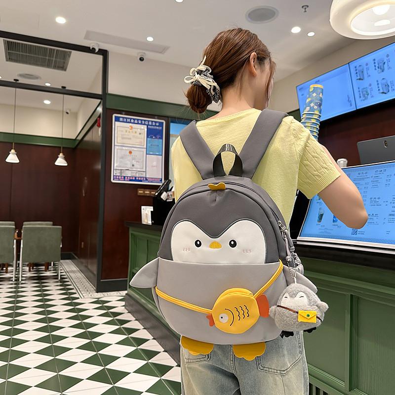 Fun Penguin Cartoon Backpack With Spacious Compartments For Girls Wear Casual