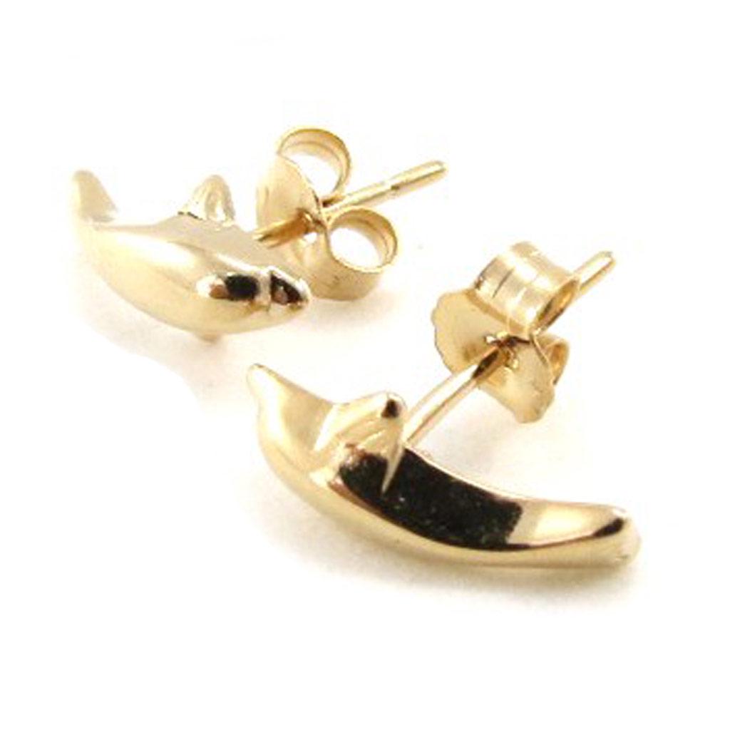 Les Trésors De Lily [D7362] - Gold Plated Earrings 'Heureux Dauphins' Gold - 5x12 Mm