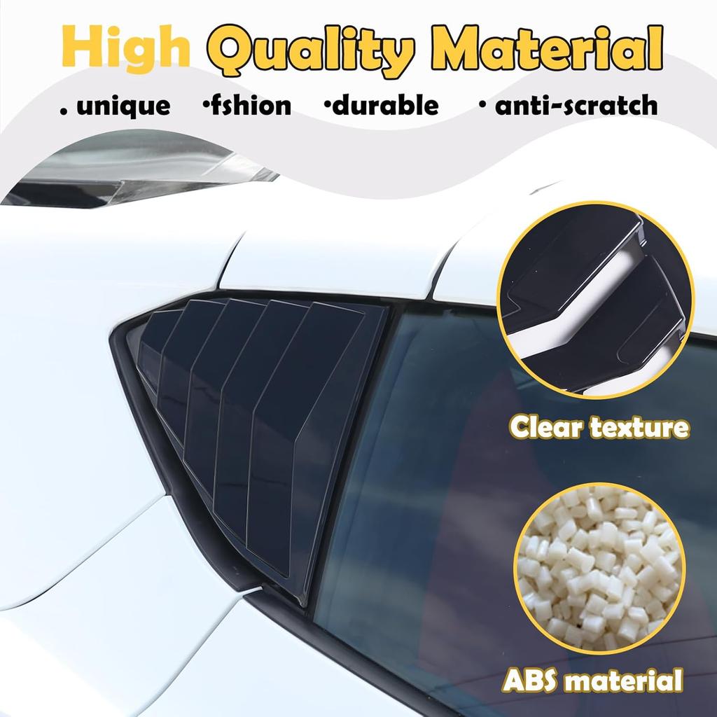 Rear Side Window Louver Cover Compatible with Corvette C8 Stingray 2020-2023, Side Window Louvers Air Vent Shades Cover Trim, Rear Quarter Window