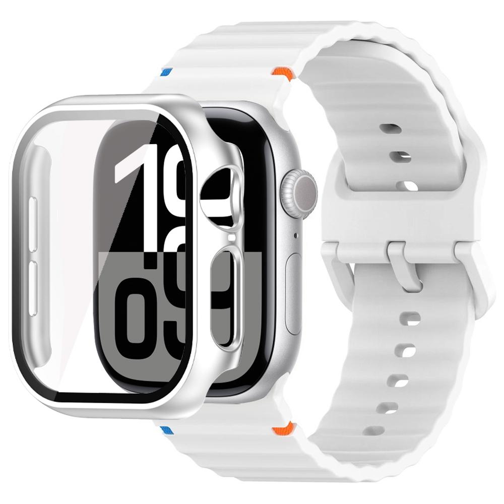 Verre+Coque+Bracelet Pour Apple Watch 10 bracelet 46mm 42mm 44mm 45mm 41mm 40mm 38mm Silicone Sport bracelet iWatch Series 9 8 7 6 3 5 SE