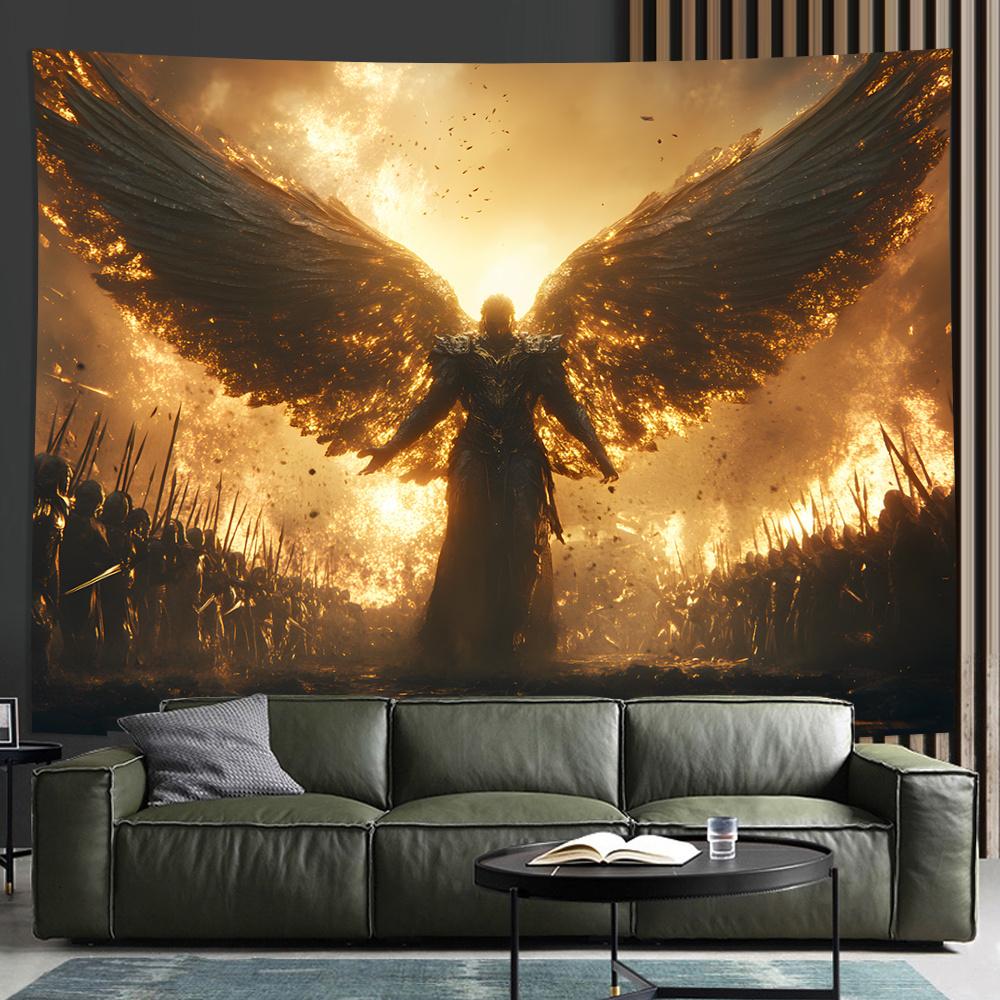 

Огненный Ангел Гобелен Драматическое Настенное Полотно с Крыльями для Декора Спальни и Гостиной Идеальный Подарок для Любителей Фэнтези 74x94cm(29x37in)