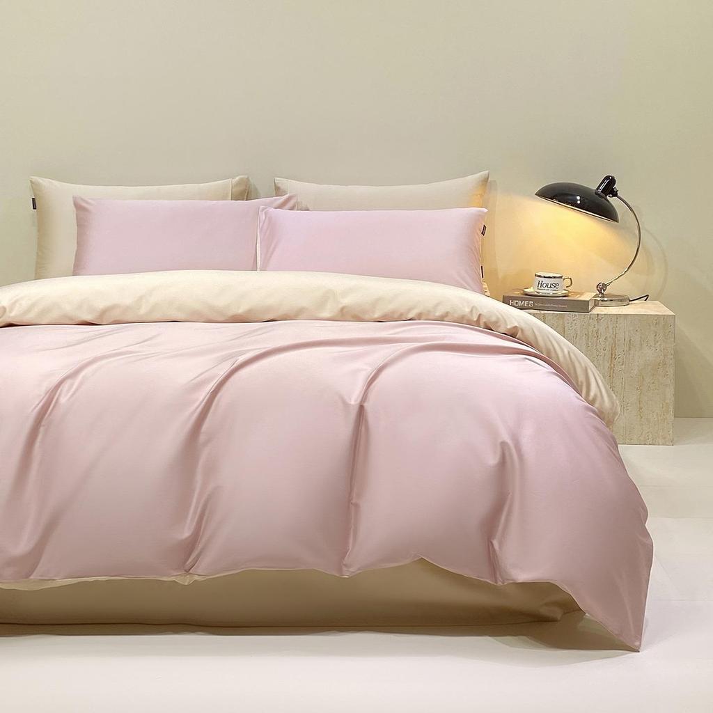50s Double-Strand Xinjiang Long-Staple Cotton Sateen Solid Color Luxury Bedding Set (4-Piece)