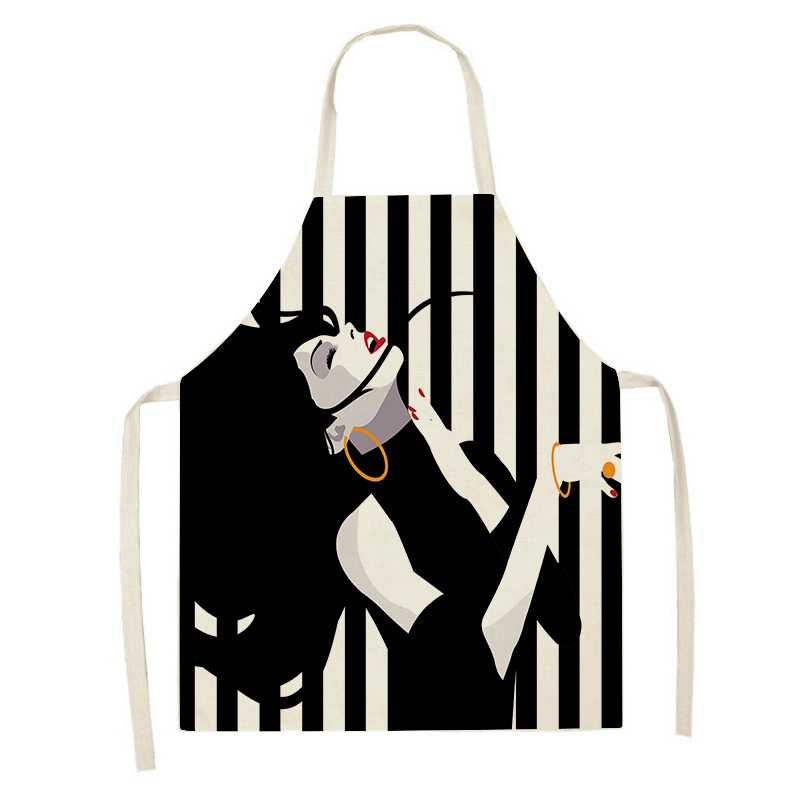 1ks Dámské grafický potisk Kuchyňské zástěry Dámské Lněný bryndák proti znečištění Bez rukávů Zástěry na čištění domácnosti Příslušenství pro domácí vaření