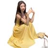 Summer New French Small Yellow Suspender Dress Women's Clothing Waist Temperament Long Dress Seaside Vacation Skirt