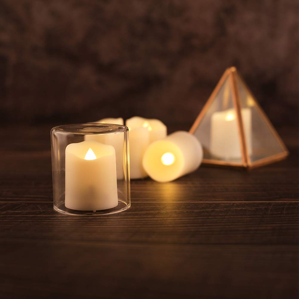 Freepower LED Candle Light Set, Smokeless, Electric Candles, with Remote Control, Waterproof, and Brightness Adjustment (Set of 6, Black)