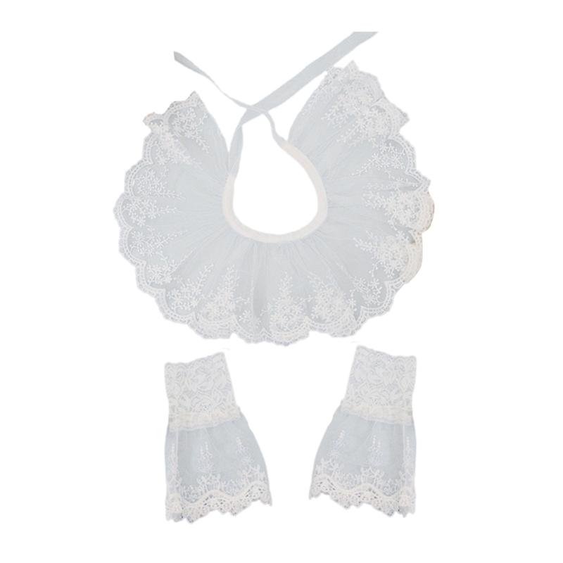 Регулируемый Многослойный Съемный Кружевной Воротник для Блузок Платьев Готический Модный Аксессуар Белый