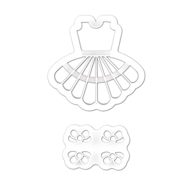 

2 шт., форма для банта в виде платья для кондитерских изделий, форма для печенья Reposteria, инструменты для декора тортов из помадки, форма для печенья, кондитерская выпечка 2024 белый