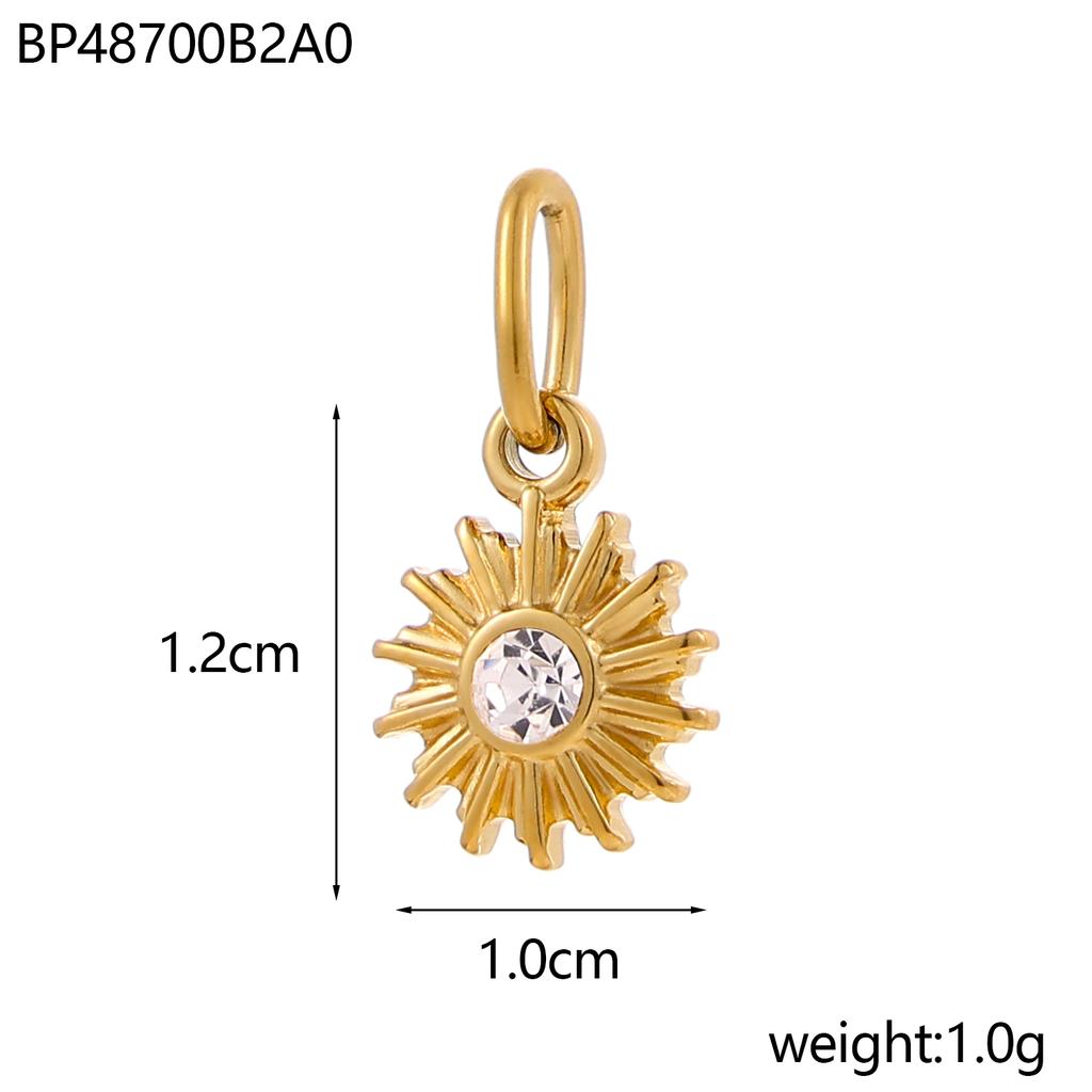 CARLIDANA Ins Style French Vintage Gold Color Sun Charms With Natural Stone Star Shine Stainless Steel DIY Fashion Jewelry
