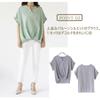[1/2style] Nibunnoichi Style Blouse, Shirt, Tucked Hem, V-Neck Top, Short Sleeves, Skipper Top, Roll-Up, Office Wear, Women's (Gray, M)