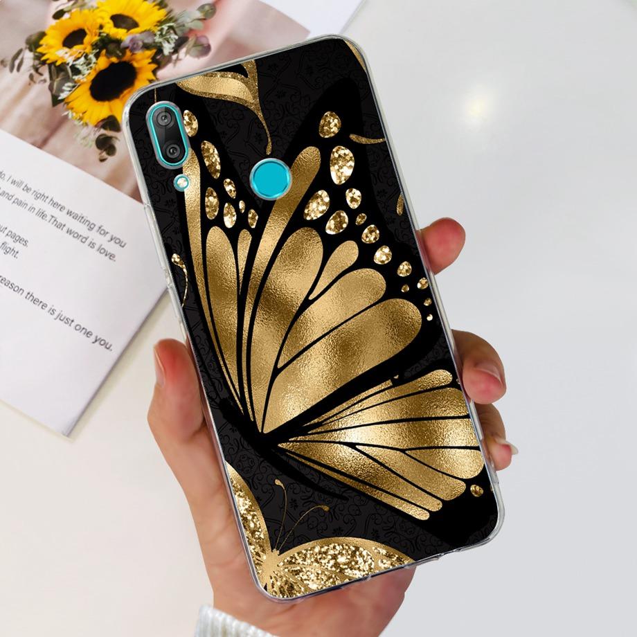 For Huawei Y7 (2019) Phone Case Huawei Y7P 2020 Back Cover Transparent Slim Soft TPU Rubber Bumper Child Fashion Cartoon Pattern