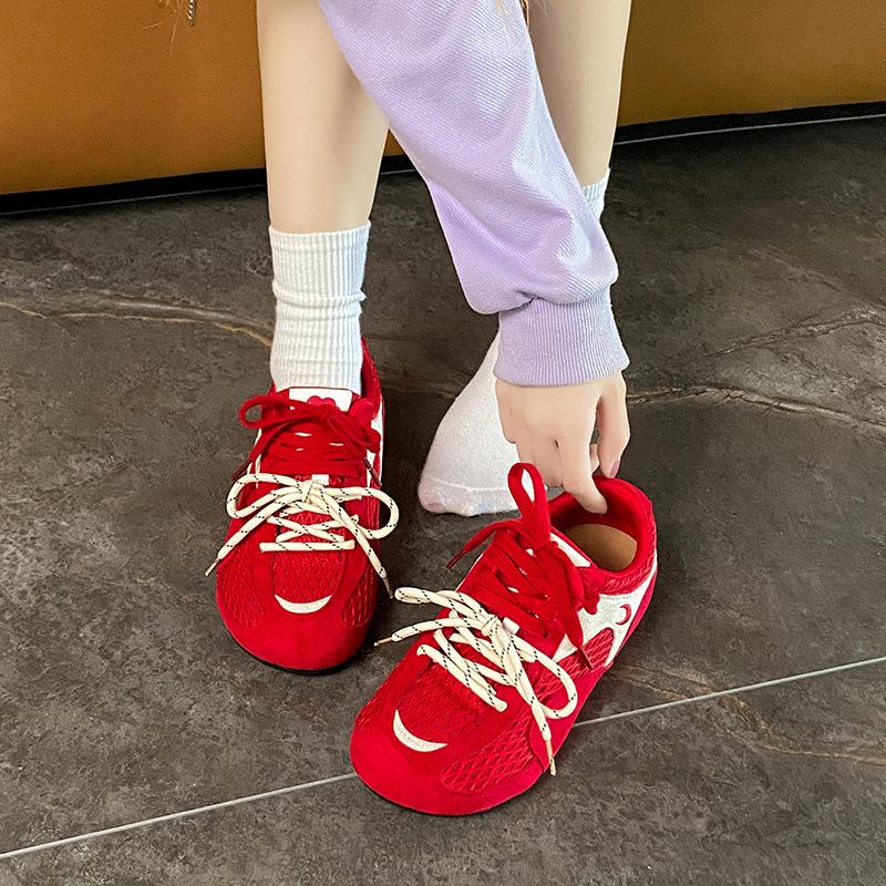 Thick-soled Mesh German Training Shoes Women's 2025 New Summer Versatile Breathable Casual Sports Forrest Gump Shoes Lightweight Dad Shoes