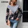 Spring and Autumn Women's Blouse Casual Long Sleeve Thin Colorblocking Top