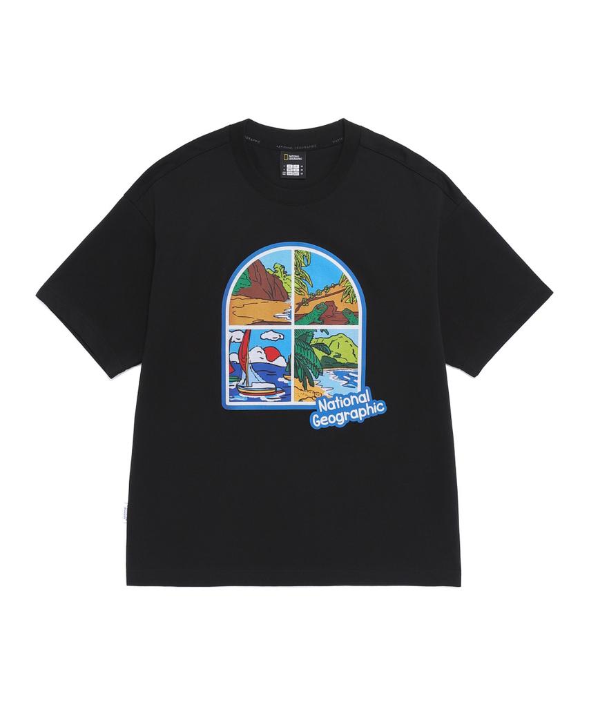 NATIONALGEOGRAPHIC N262Uts906 Window Graphic Semi-Overfit Short Sleeve T-Shirt Black