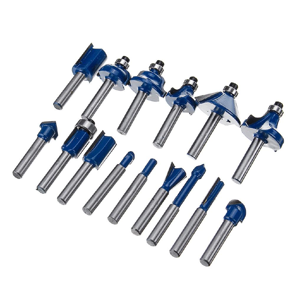15pcs 1/4 Inch Wood Router Shank Router Bit Wood Working Milling Cutter Bit For Electric Wood Trimmer